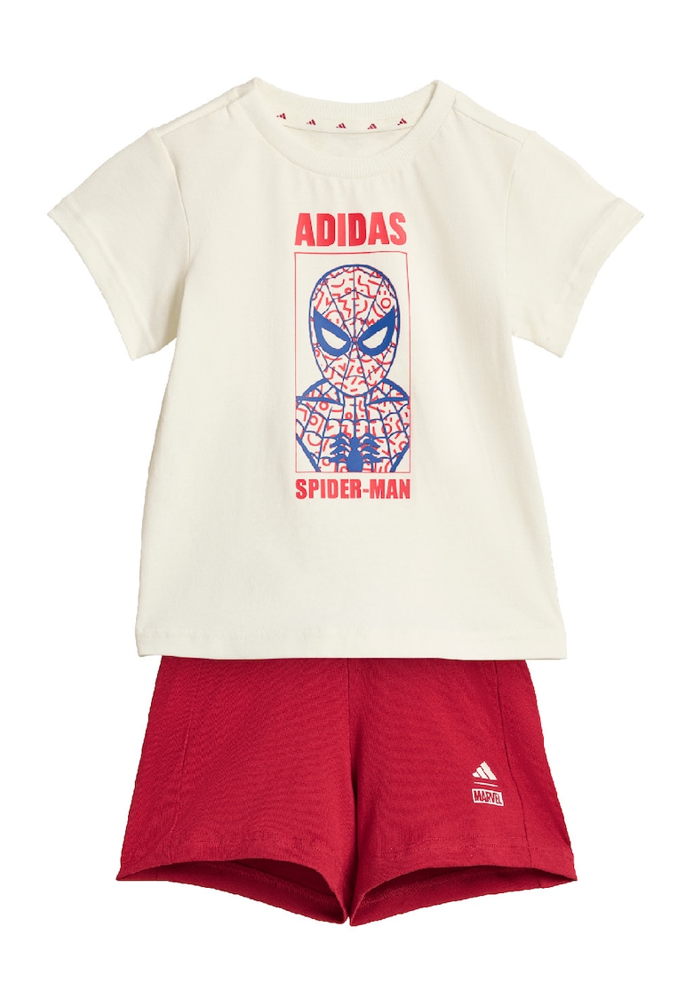 Set de tricou si pantaloni scurti Marvel - Rosu inchis/Alb murdar