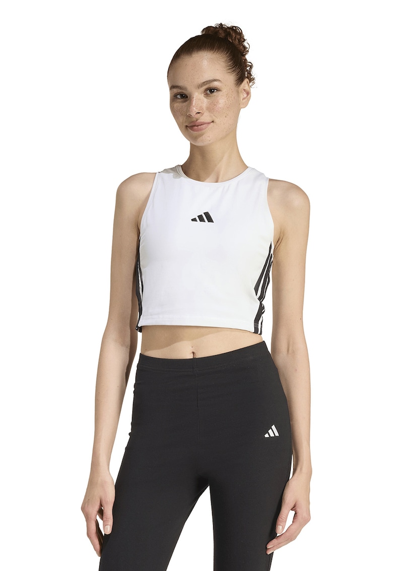 adidas Sportswear Top crop cu vatelina 3S - Alb