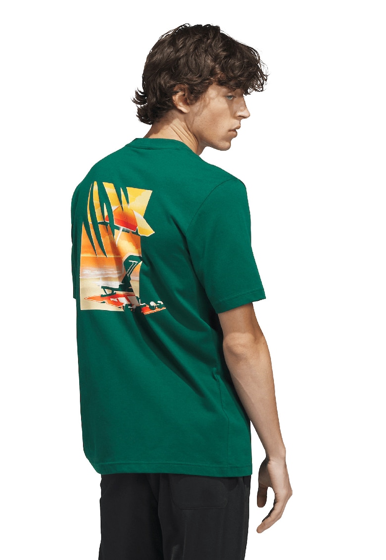 Tricou cu imprimeu logo - Verde/Portocaliu