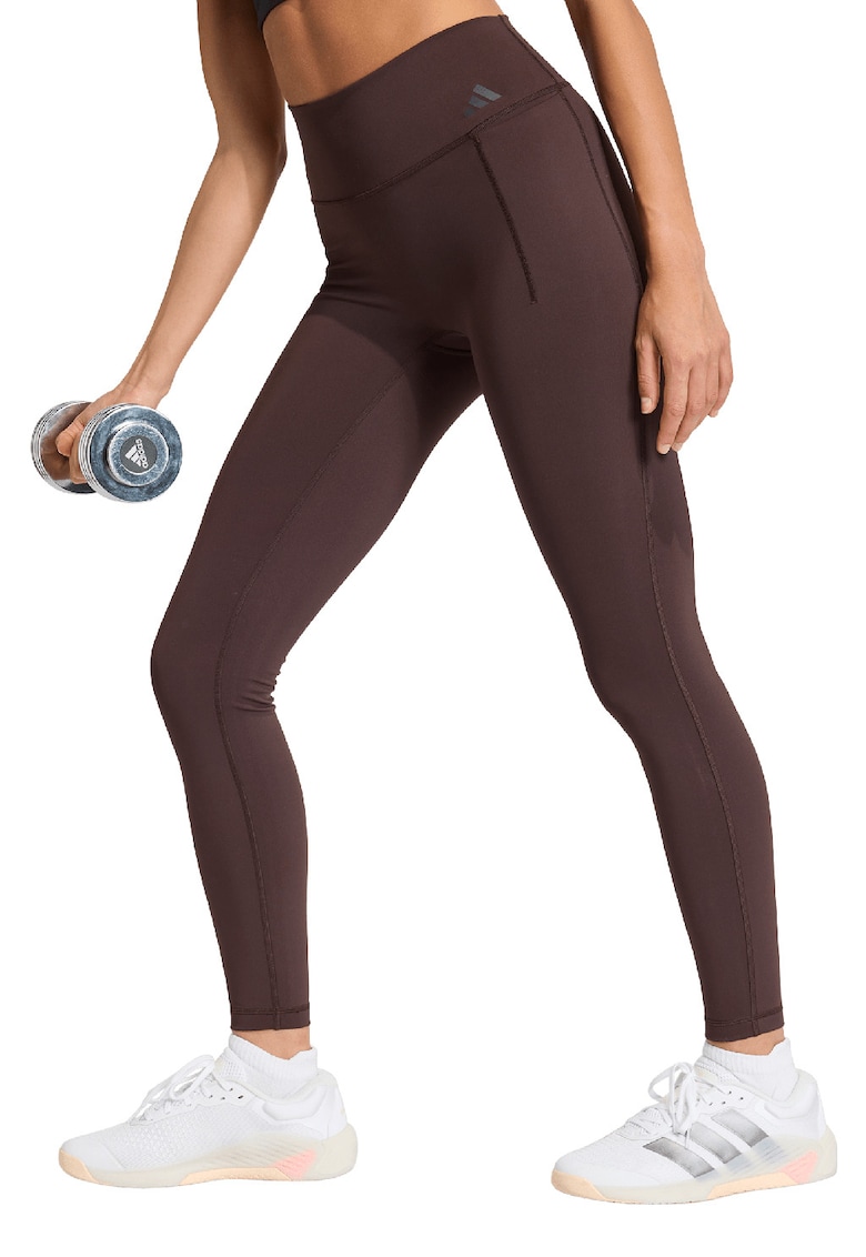 Colanti cu buzunare laterale pentru fitness - Maro