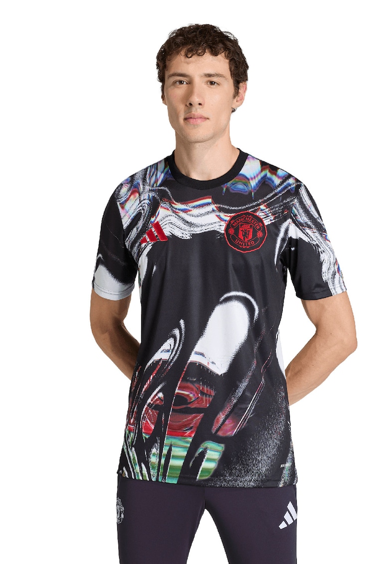Tricou cu aplicatie Manchester United pentru fotbal - Rosu/Alb/Negru