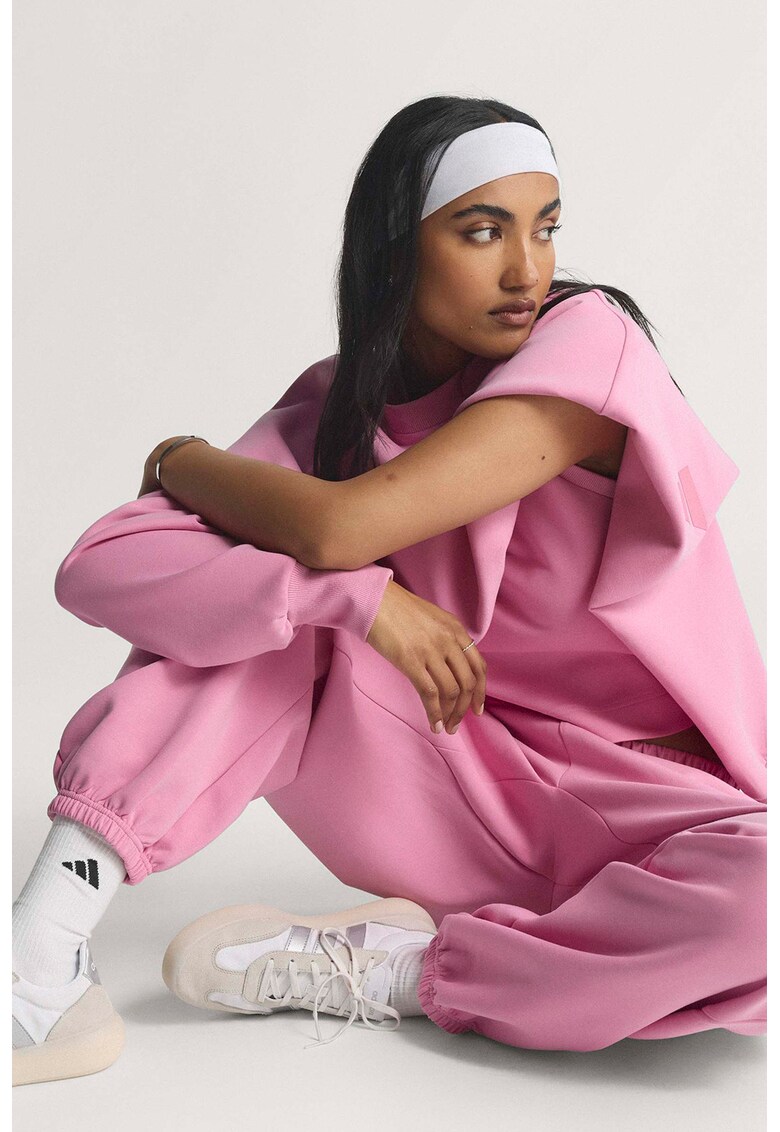 Pantaloni de trening relaxed fit Soft Lux - Alb/Roz deschis