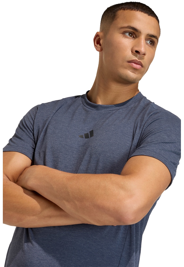 Tricou slim fit pentru fitness D4T - Bleumarin