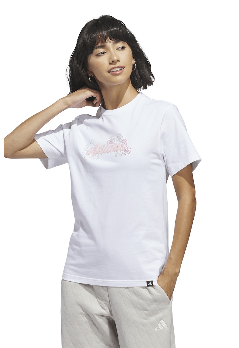 Tricou din bumbac cu logo Western - Alb/Roz/Verde sparanghel
