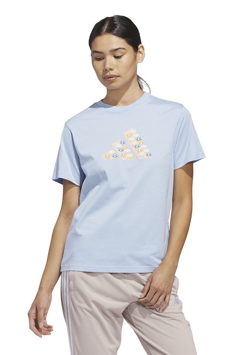 Tricou de bumbac cu logo DestiAdi - Albastru pal