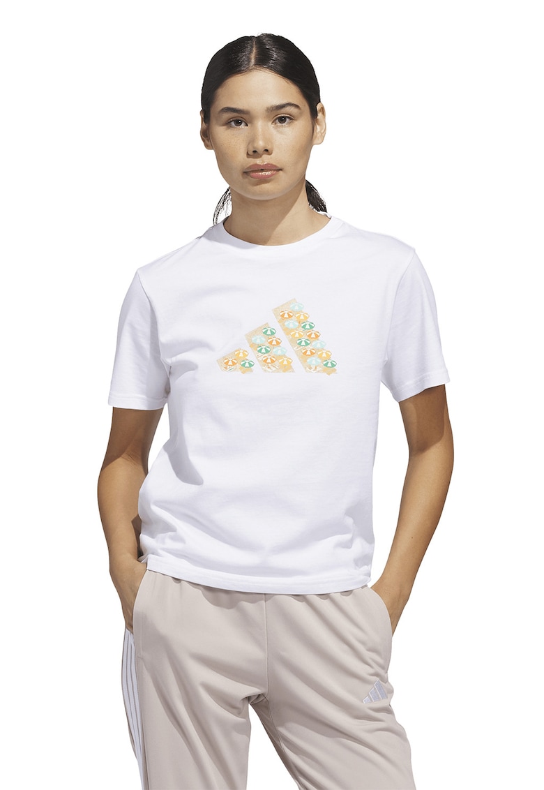 Tricou de bumbac cu logo DestiAdi - Alb