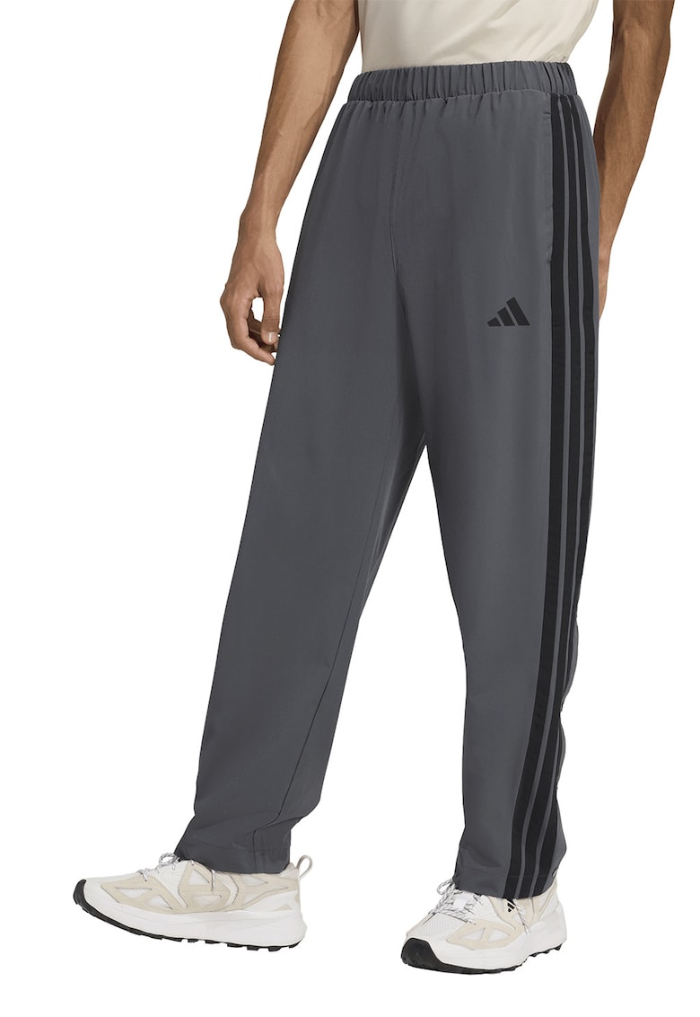 Pantaloni sport cu buzunare laterale si capse la terminatii - Gri inchis