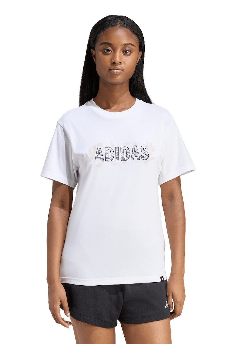 Tricou de bumbac cu logo - Alb/Negru