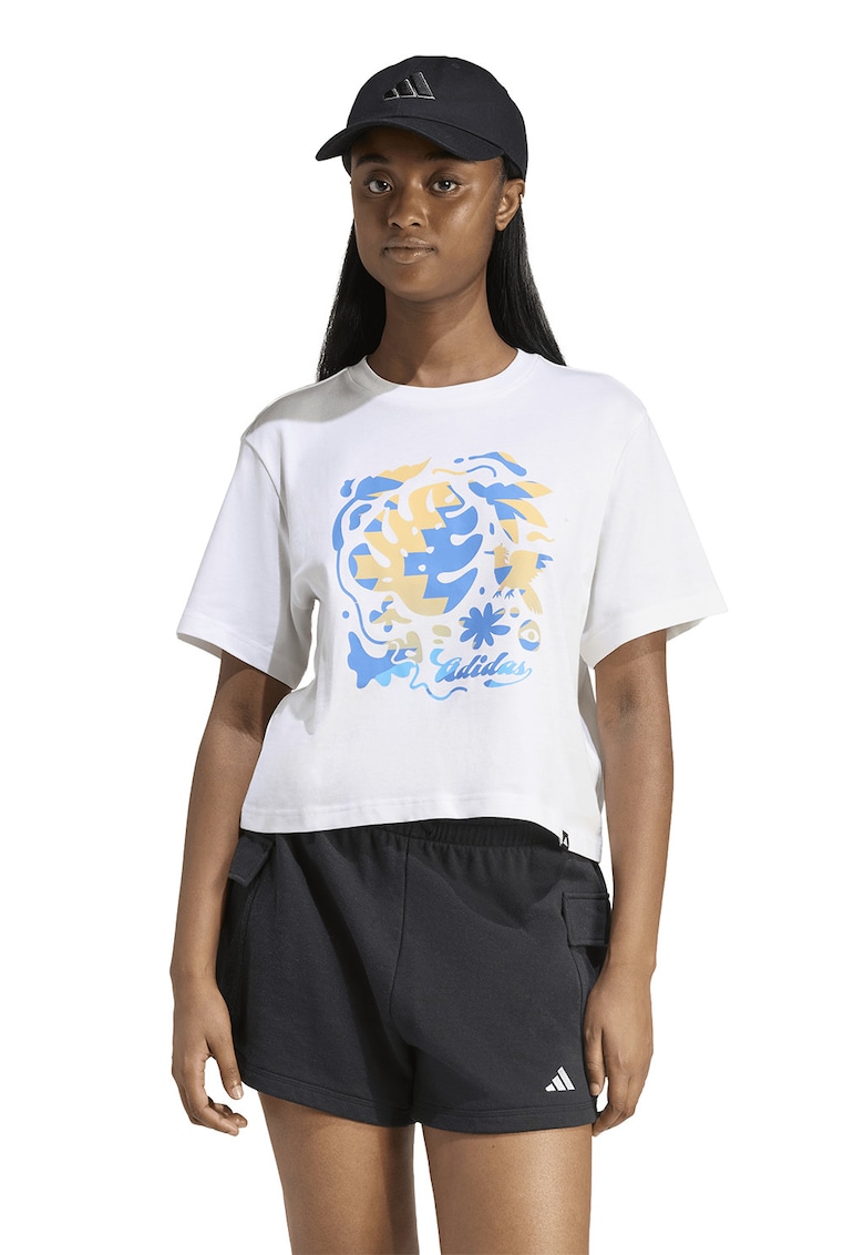 Tricou de bumbac cu imprimeu grafic Community - Alb