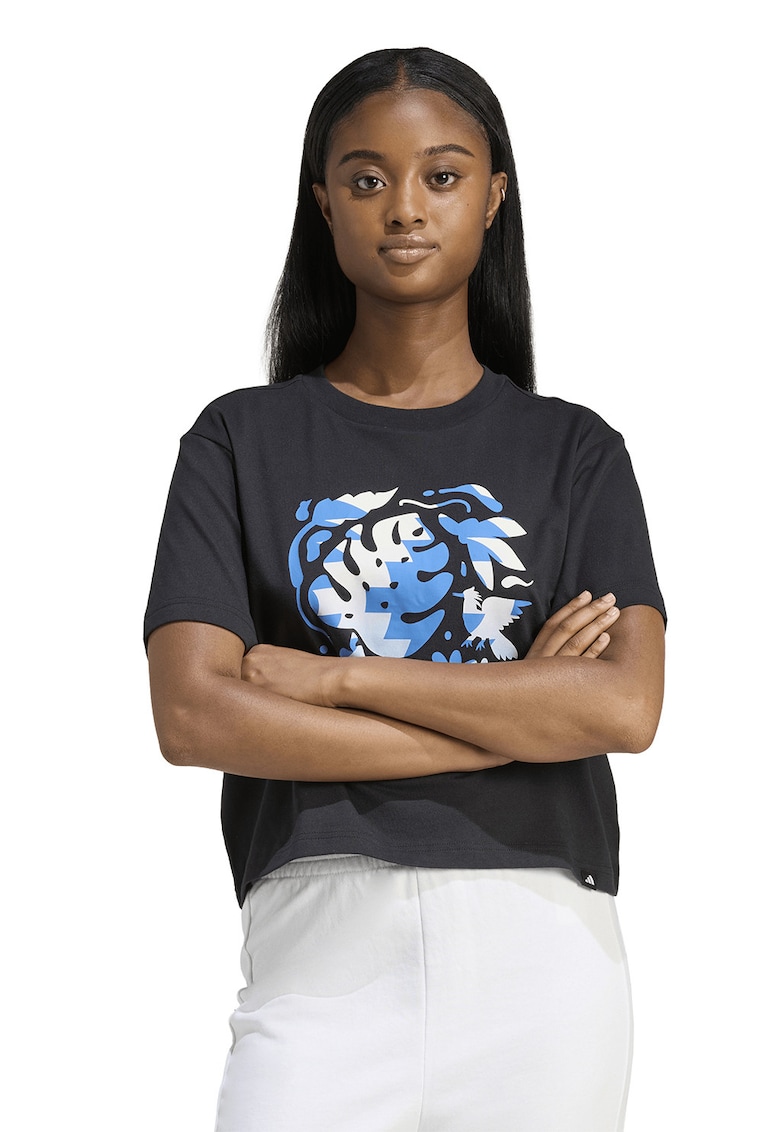 Tricou de bumbac cu imprimeu grafic Community - Negru
