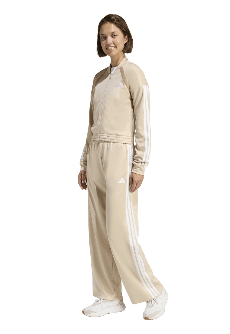 Trening cu fermoar si logo Teamsport - Alb/Bej