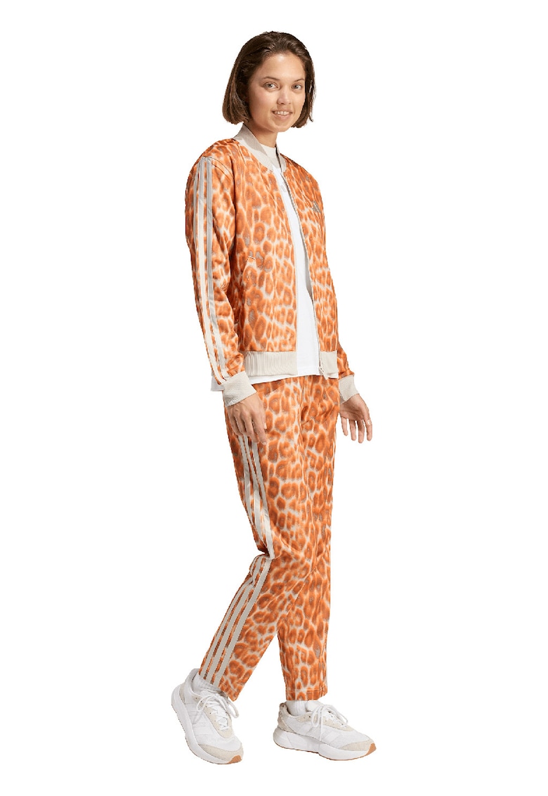 Trening cu logo si model animal print - Portocaliu/Maro nisip