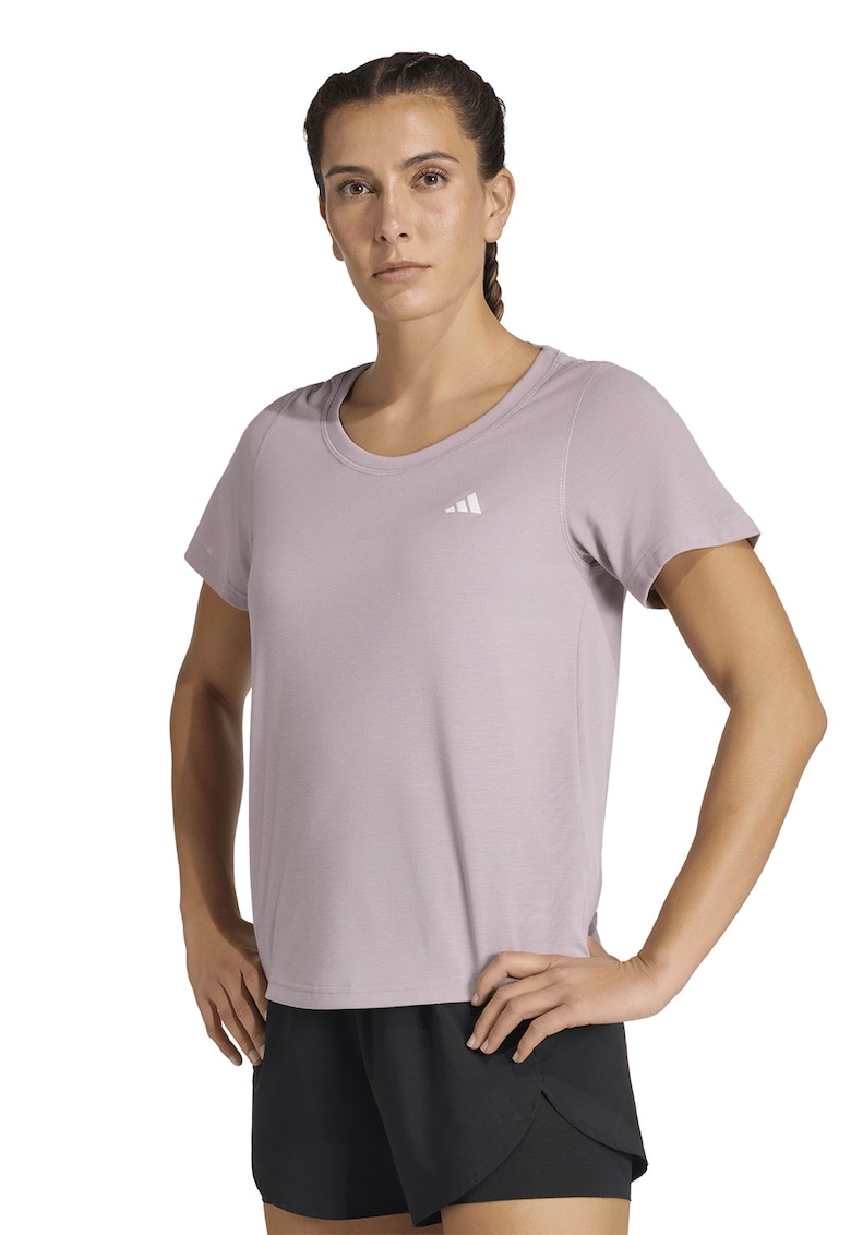 Tricou cu decolteu rotund pentru fitness - Roz prafuit