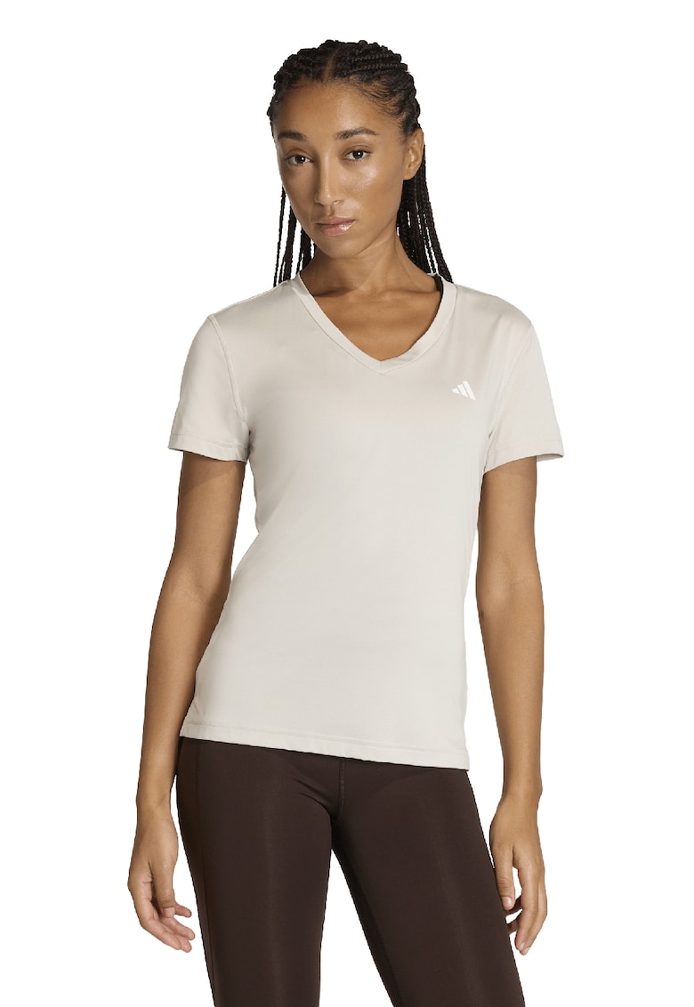 adidas Performance Tricou slim fit cu decolteu in V - pentru fitness Essentials - Alb fildes