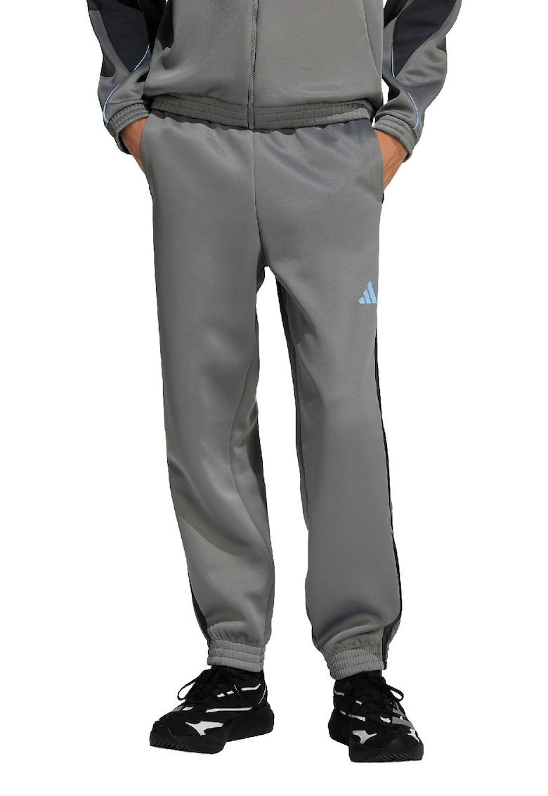 Pantaloni de trening cu logo si snur Stadium - Albastru glaciar/Gri inchis