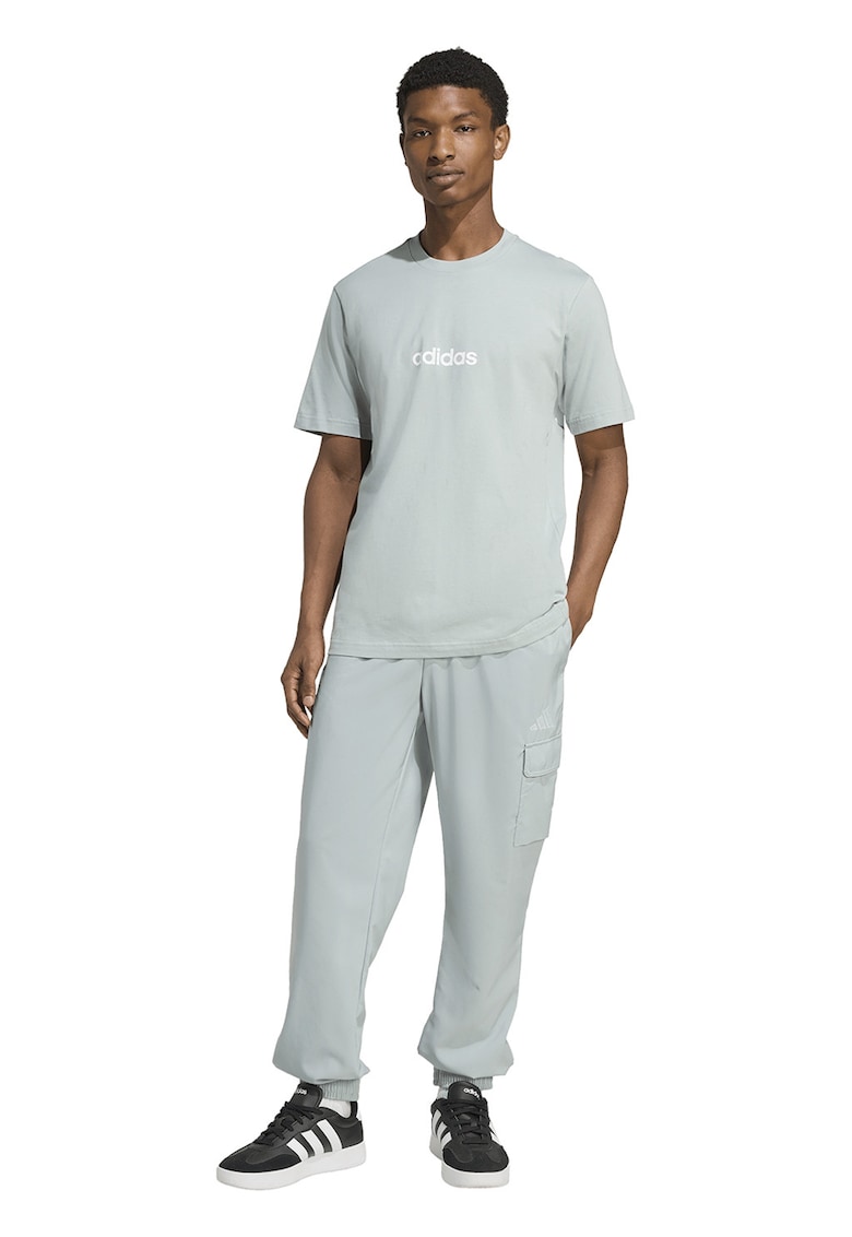 Tricou cu logo pe piept si decolteu la baza gatului - Alb/Verde pal