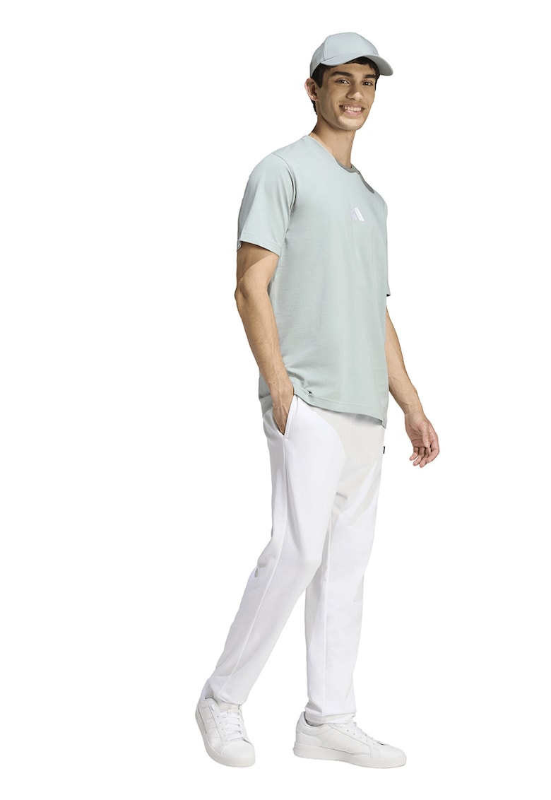 Tricou din bumbac cu logo brodat - Alb/Verde pal