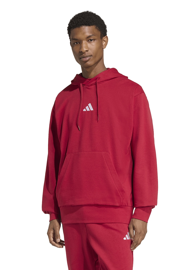 Hanorac regular fit cu buzunar kangaroo Feelcozy - Rosu/Alb