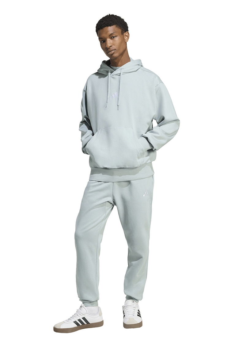 Hanorac regular fit cu buzunar kangaroo Feelcozy - Alb/Verde pal