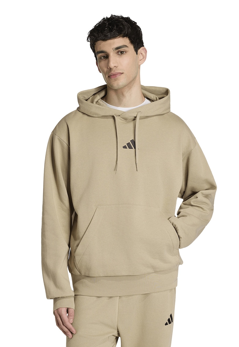 Hanorac regular fit cu buzunar kangaroo Feelcozy - Negru/Bej