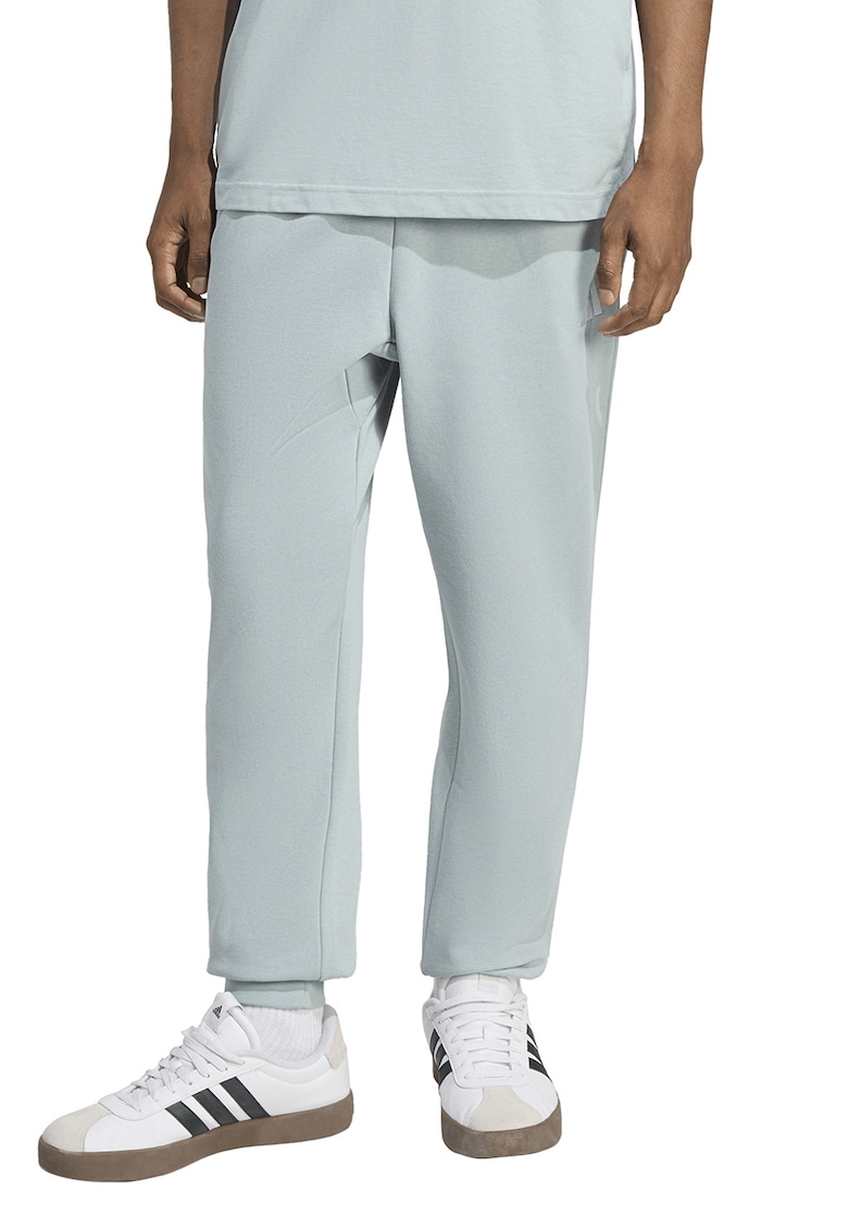 Pantaloni de trening cu snur in talie si croiala conica FeelCozy - Alb/Verde pal