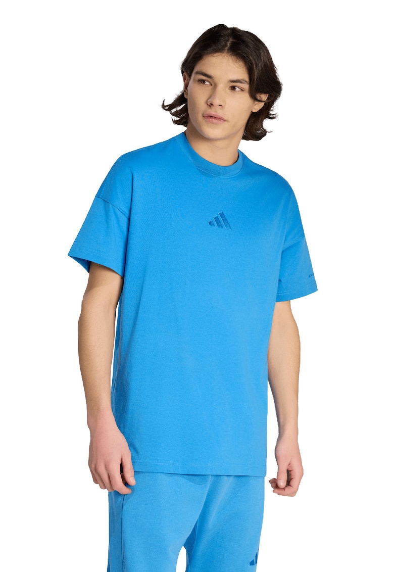 Tricou lejer cu decolteu la baza gatului All Szn - Albastru pastel/Albastru prafuit