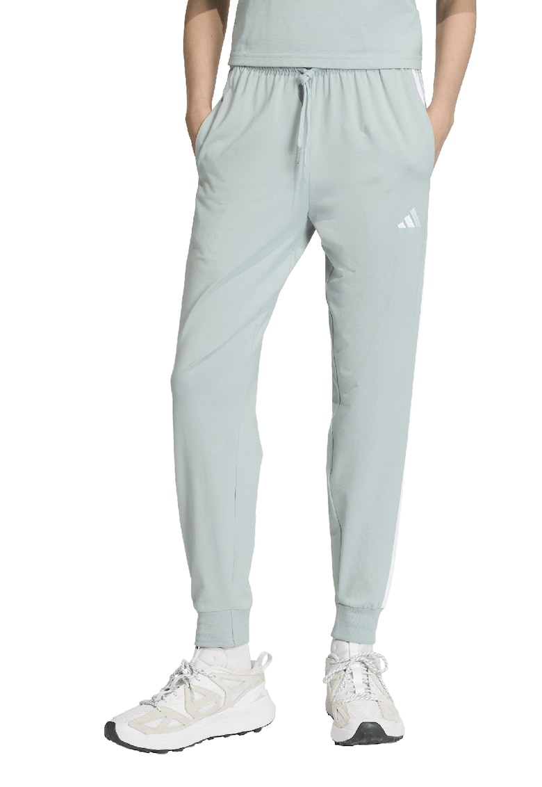 Pantaloni de trening cu buzunare laterale si snur - Alb/Verde pal