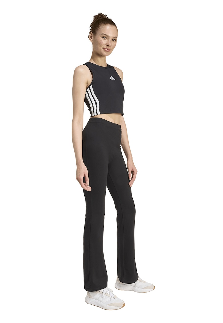 Top crop slim fit cu vatelina - Alb/Negru