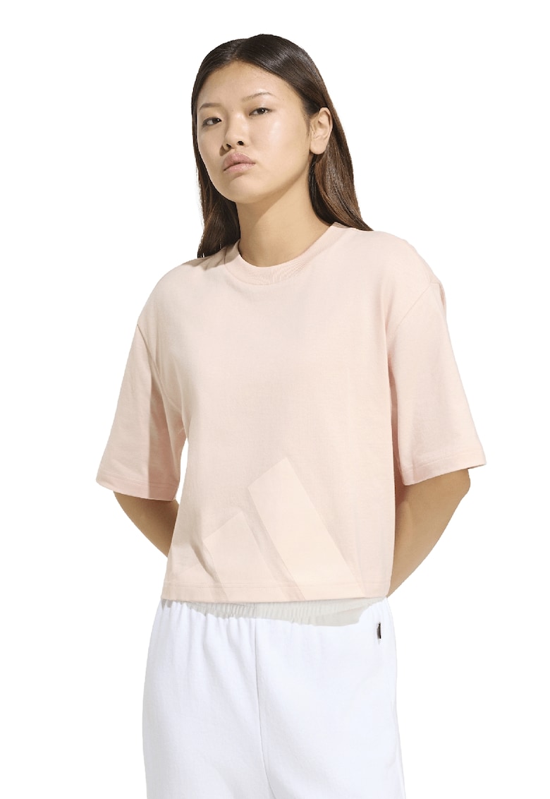 Tricou crop cu croiala lejera Essential - Piersica