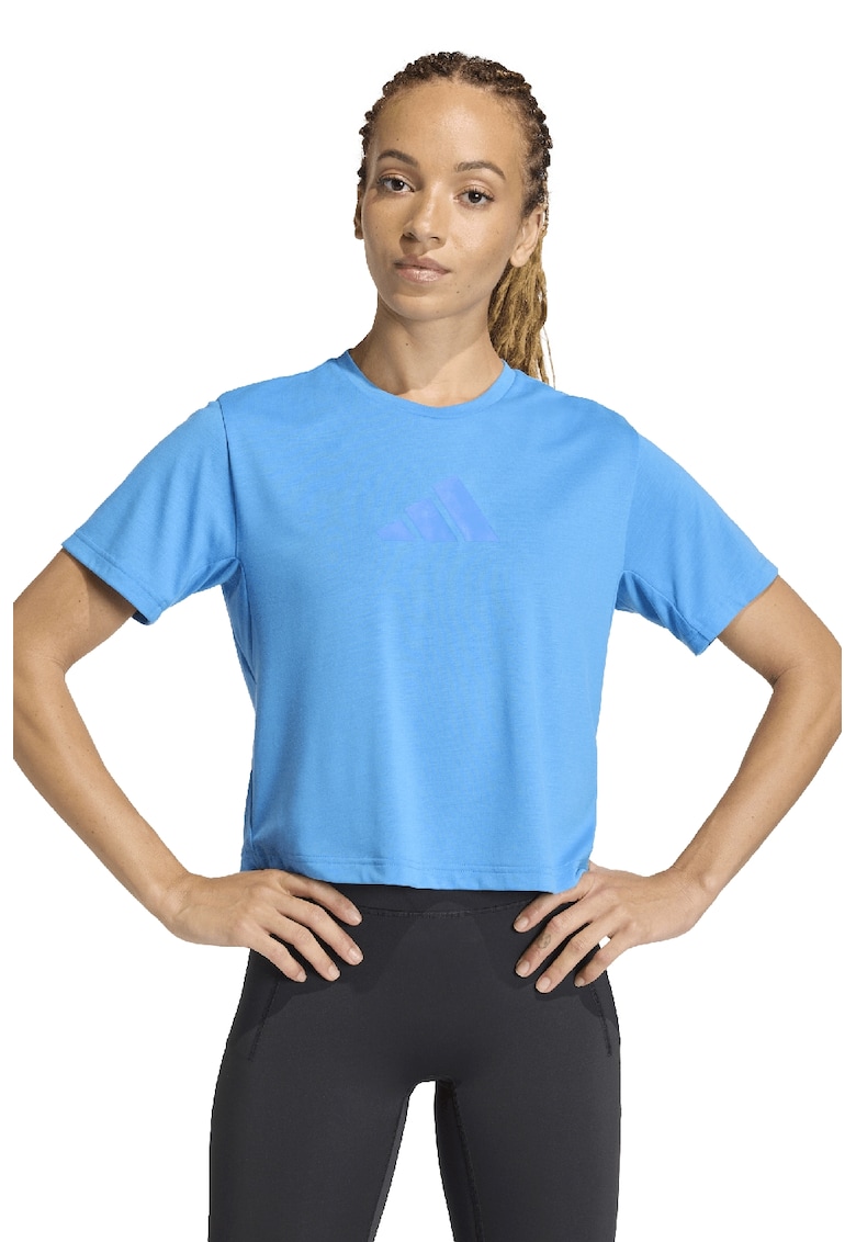 Tricou crop cu logo - pentru fitness