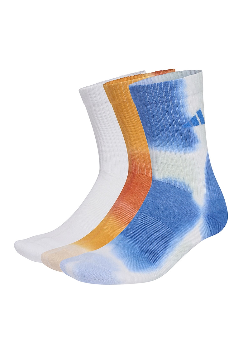 Set de sosete lungi unisex cu model tie dye - 3 Perechi - Alb/Portocaliu/Albastru