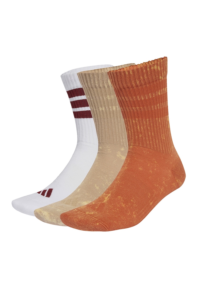 Set de sosete lungi unisex cu aspect decolorat - 3 Perechi - Alb/Portocaliu/Bej