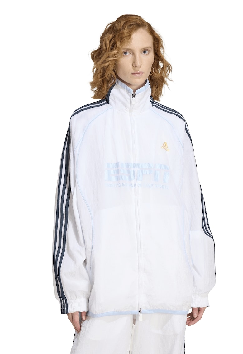 Bluza de trening cu croiala supradimensionata si benzi contrastante pe maneci Teamgeist - Alb/Albastru