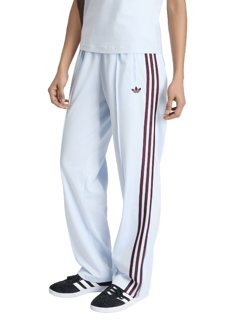 Pantaloni de trening cu talie medie si terminatii cu fermoar - Visiniu/Albastru pastel