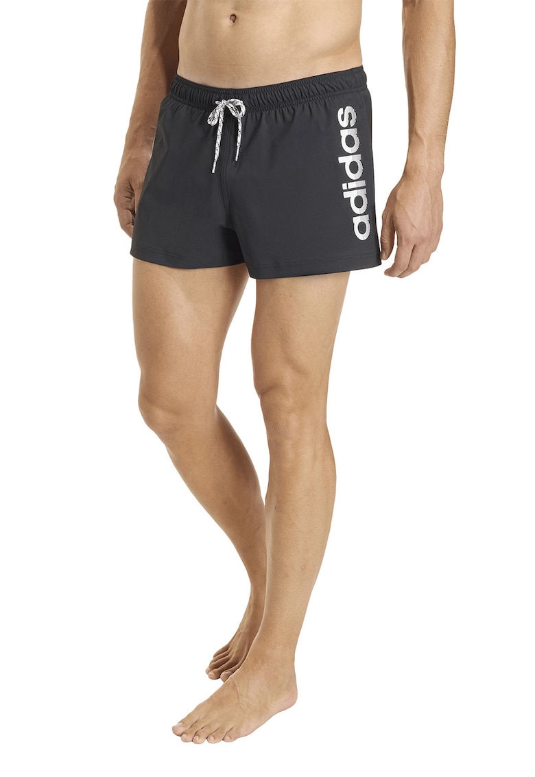 Pantaloni scurti de baie cu imprimeu logo Beachpro - Negru