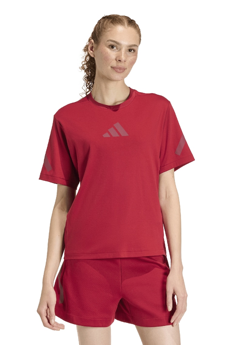 Tricou de bumbac cu imprimeu logo Z.N.E. - Rosu inchis