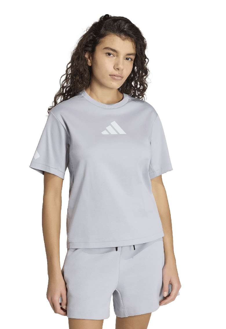 Tricou de bumbac cu imprimeu logo Z.N.E. - Alb/Gri deschis