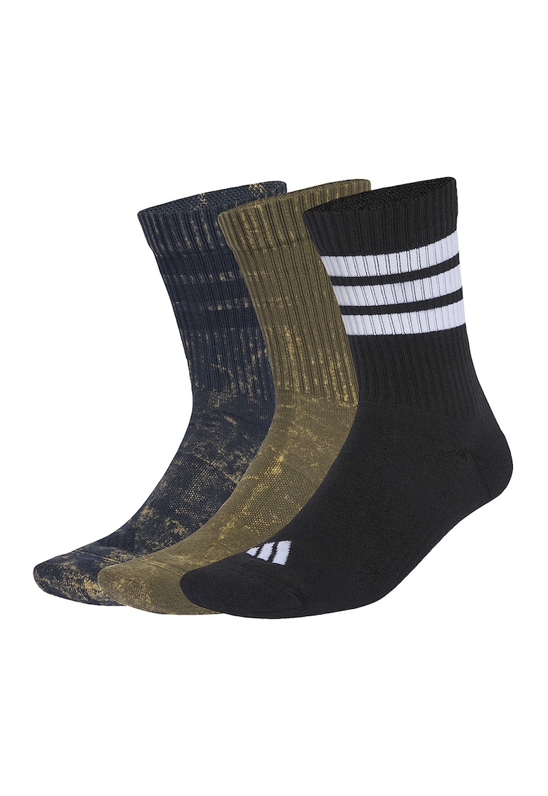 Set de sosete lungi unisex cu aspect decolorat - 3 Perechi - Negru/Verde masliniu/Bleumarin