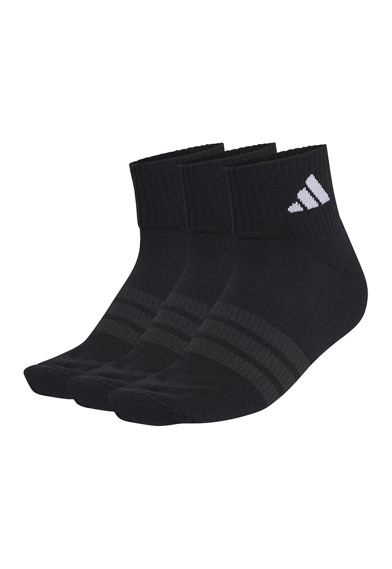 Set de sosete scurte unisex cu detaliu logo - 3 perechi - Negru/Alb optic