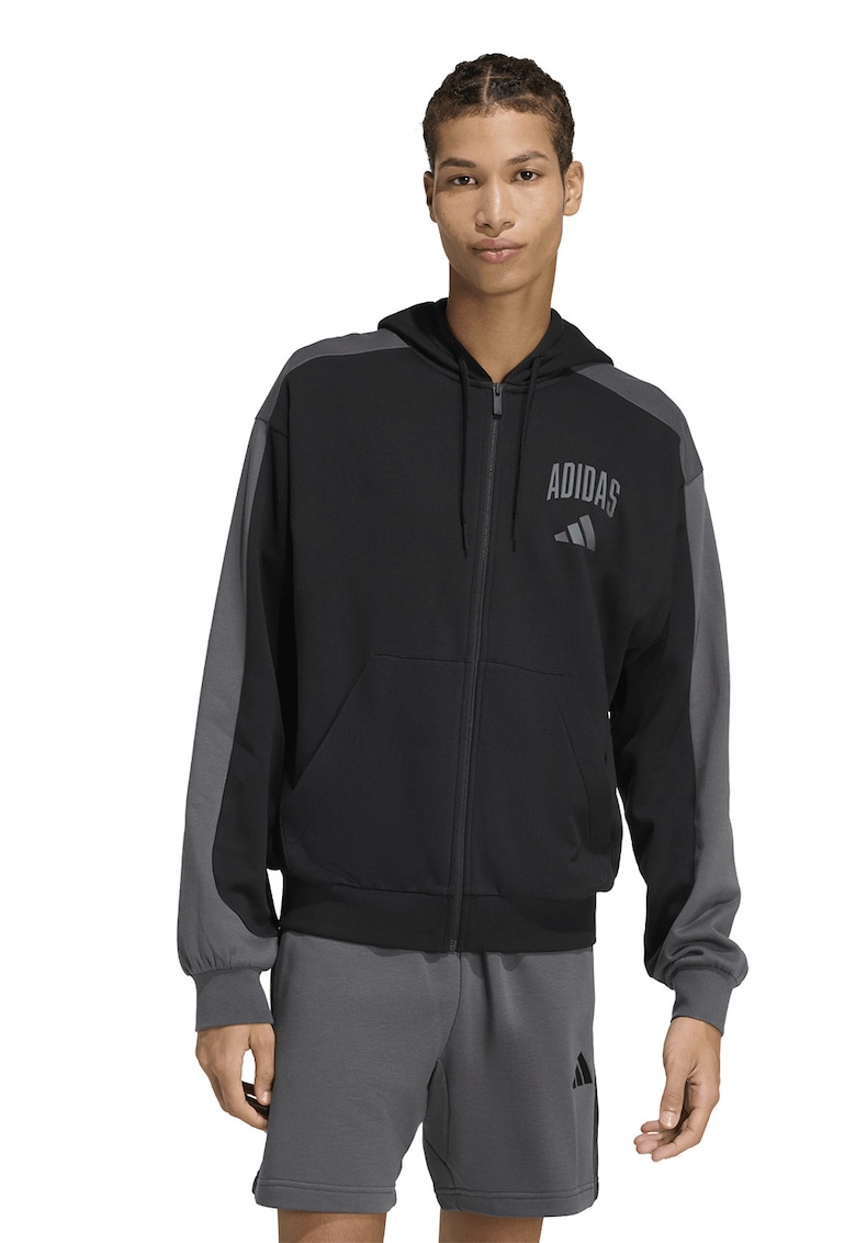 Hanorac lejer cu fermoar Collegiate - Negru/Gri inchis