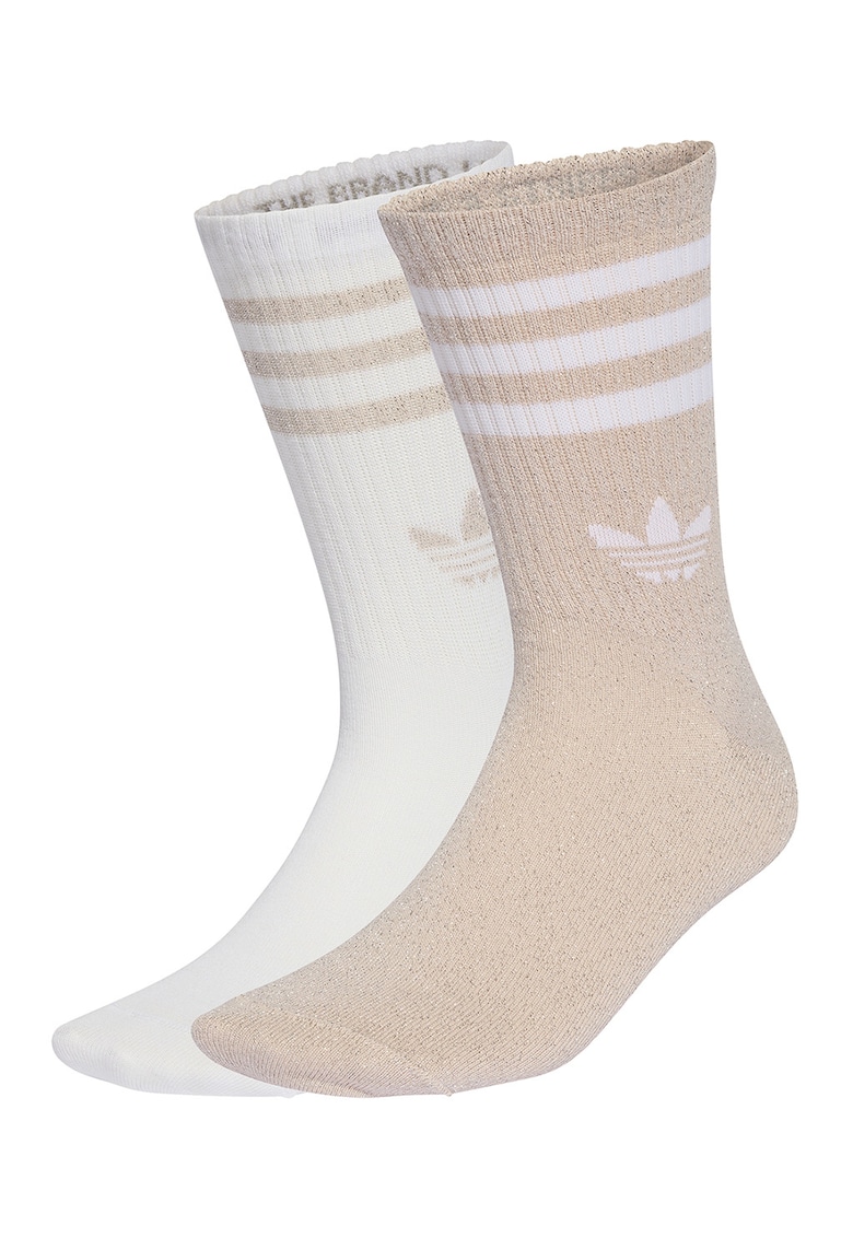 Set de sosete lungi unisex cu insertii stralucitoare - 2 perechi - Alb murdar/Roz prafuit