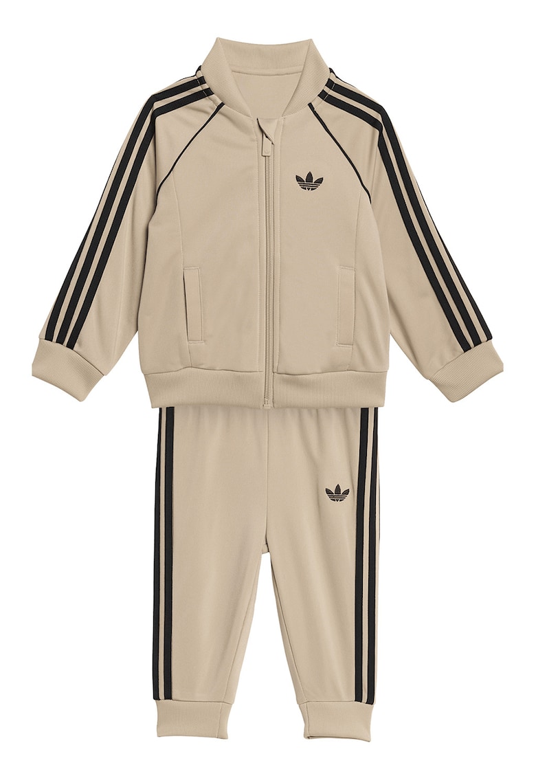 Trening regular fit cu fermoar si logo - Negru/Maro camel