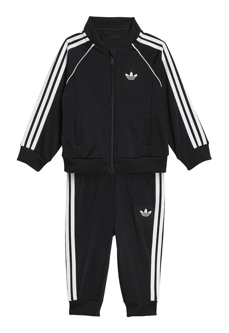 Trening regular fit cu fermoar si logo - Alb/Negru