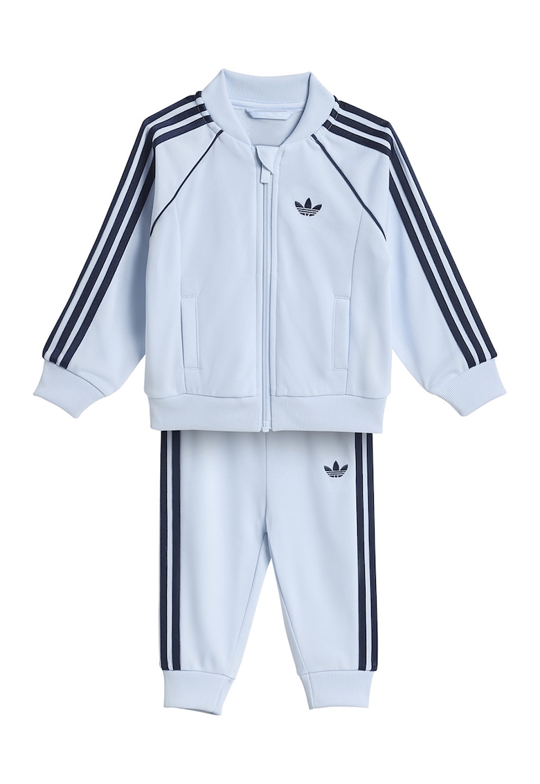 Trening regular fit cu fermoar si logo - Albastru glaciar/Bleumarin