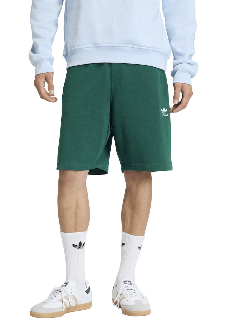 Pantaloni de trening scurti de bumbac Essentials Trefoil - Verde englez