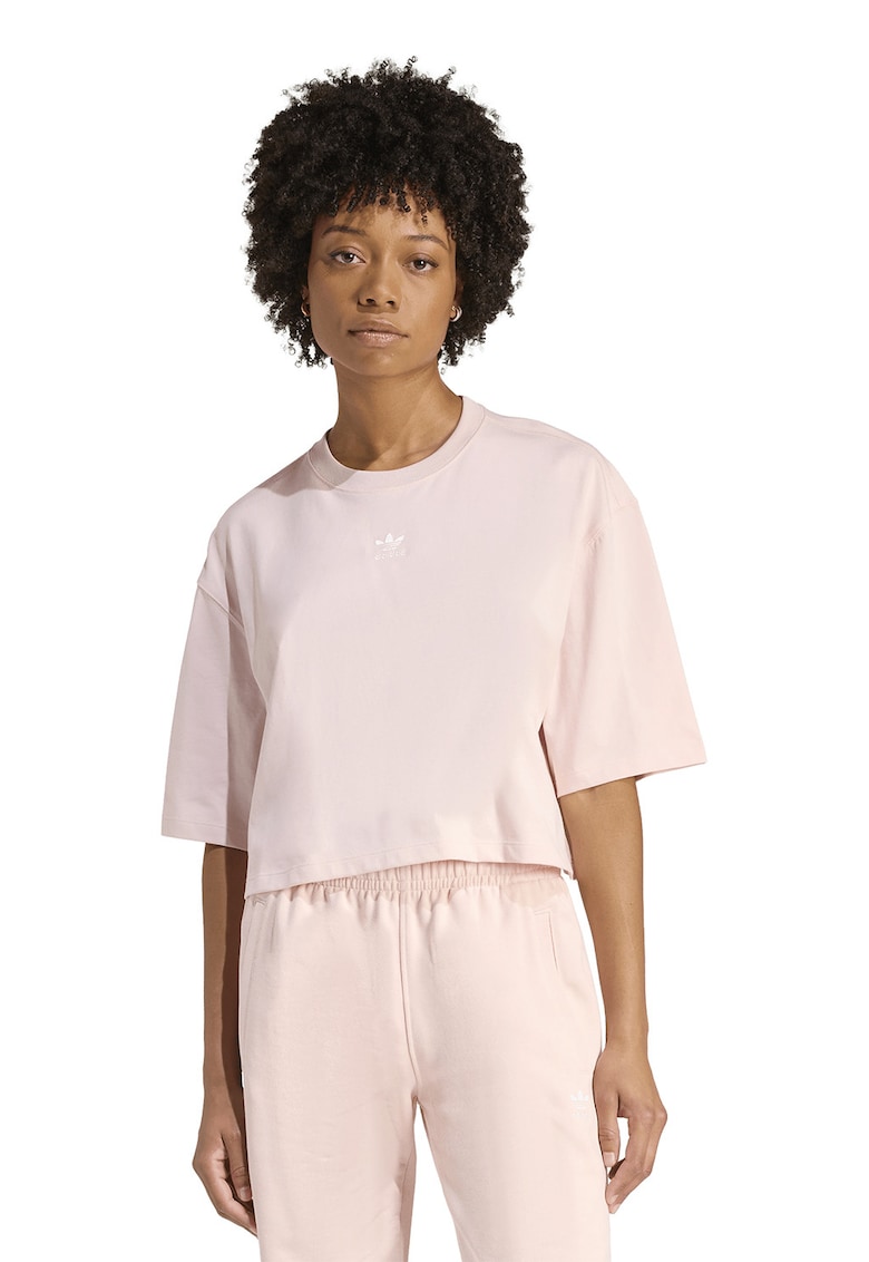 Tricou crop lejer Essentials - Roz pastel