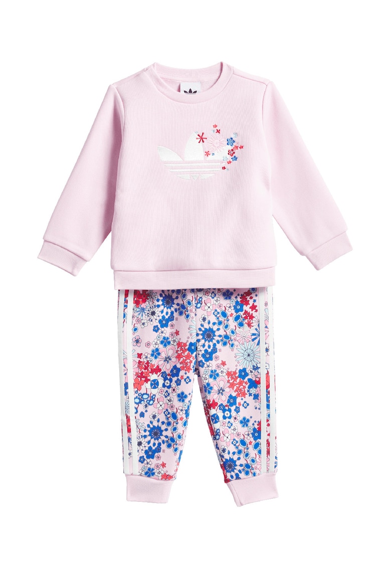 Trening din amestec de bumbac cu model floral - Albastru royal/Roz