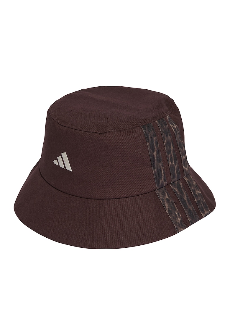 Palarie bucket unisex cu logo cu animal print - Visiniu