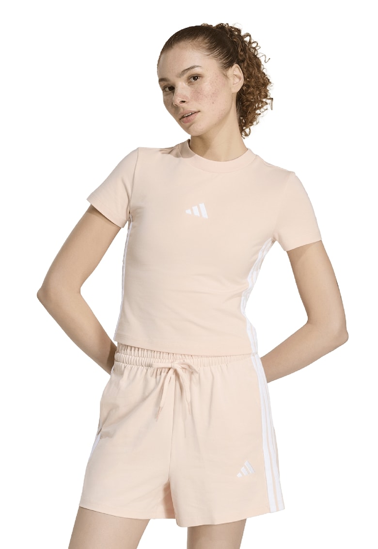 Tricou crop cu croiala slim-fit Essentials - Alb/Piersica