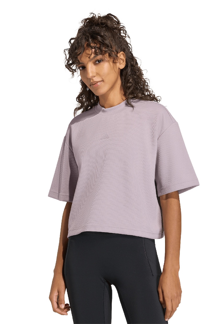 Tricou crop cu maneci cazute - pentru antrenament Motion - Lila